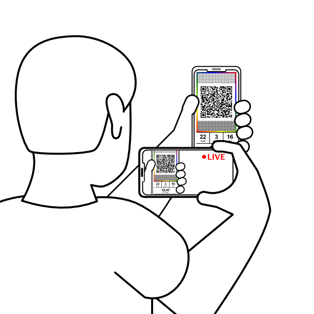 Illustration depicting the use of the QR code by one person